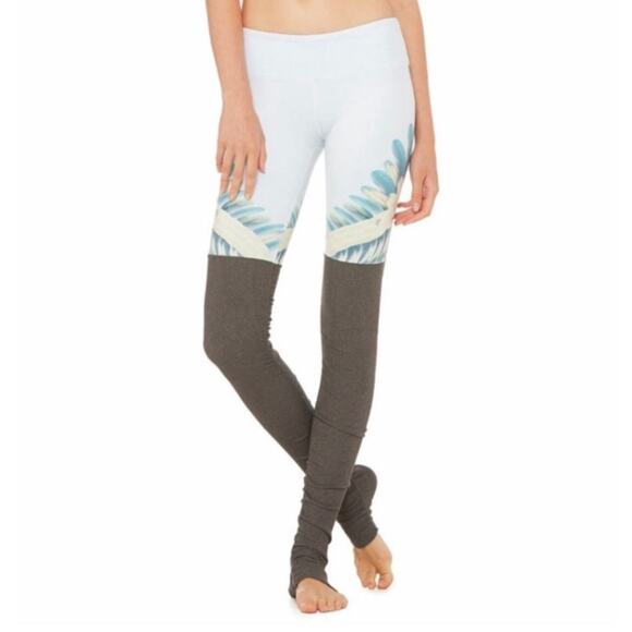 ALO Yoga Blue Gypset Goddess Activewear Leggings Ruche Athletic Gym Workout XS - Picture 1 of 13